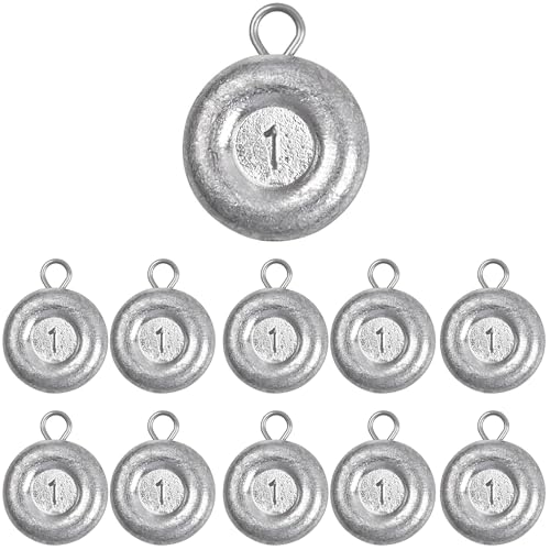 Fishing Coin Weight Disc Fishing Sinker Saltwater Surf Fishing Inline Trolling Catfishing Weight Sinker Fish Gear Tackle 1OZ 2OZ 3OZ 4OZ 5OZ 6OZ 8OZ (1oz - 10pcs)