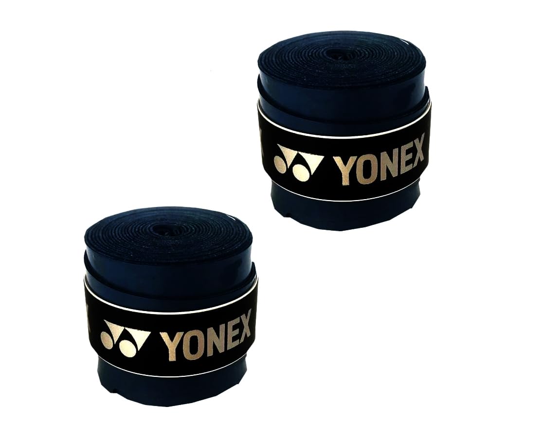 Yonex Super GRAP AC 102Ex Rubber Badminton Grip (Black) Pack of 2