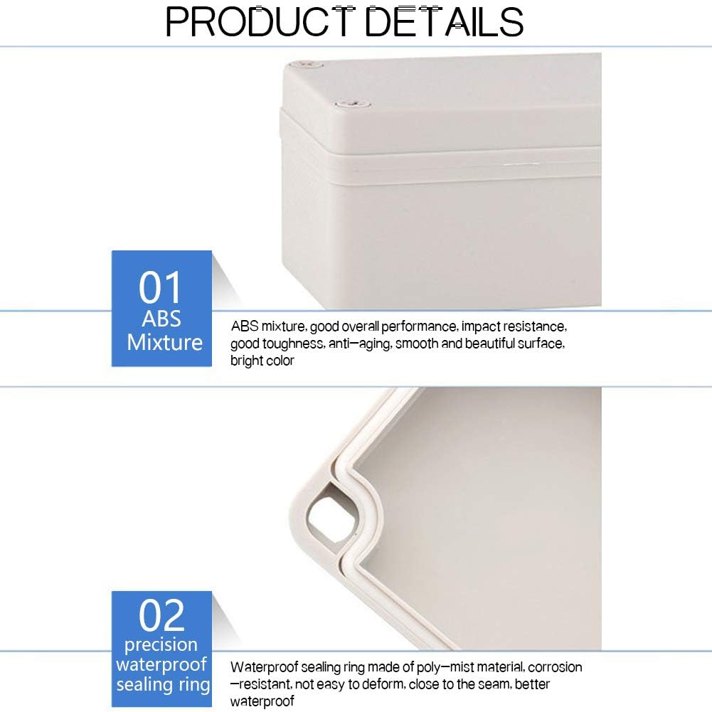 Junction Box IP66 Waterproof Dustproof Thermoplastic ABS Junction Box Wire Connection Electrical Project Outdoor Enclosure(63 x 57 x 35mm) 2