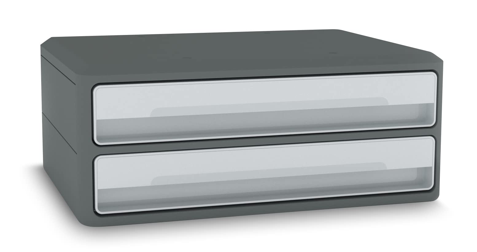 CEP Support d'écran PC ordinateur Module de Rangement 2 Tiroirs Réhausseur de moniteur MoovUp Gris Plastique Recyclé