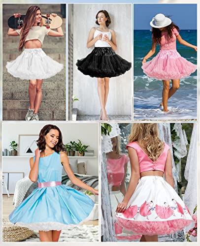 Women's Soft Puffy Tulle Petticoat Elastic Waist Princess Ballet Dance Short Tutu Skirts Party Pettiskirt White #TOP7