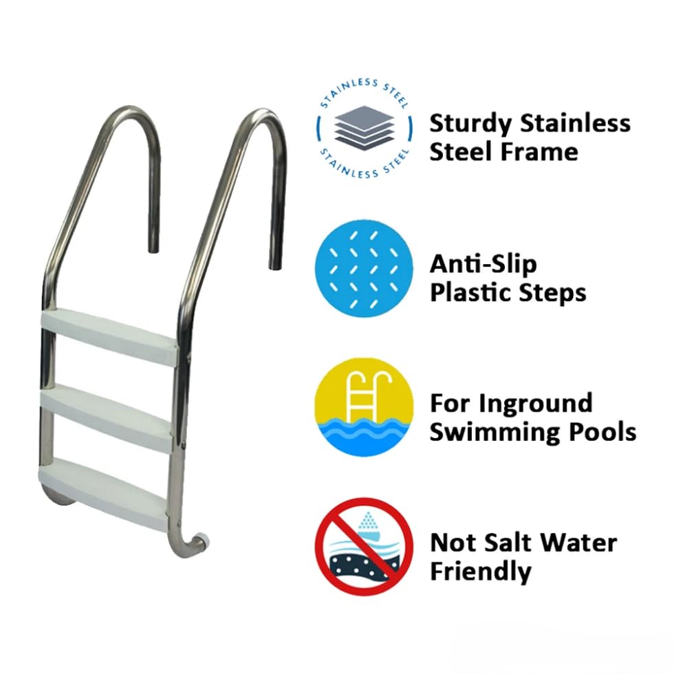 Escalera de Acero Inoxidable para Piscina de 3 Peldaños miniatura 2