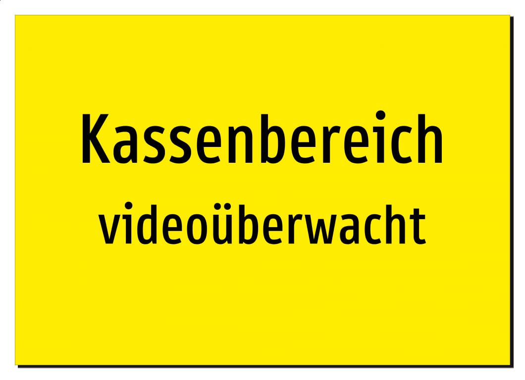 Kassenbereich - videoüberwacht – Aluminiumschild A2: 594x420mm – Ohne Grafik, nur Text
