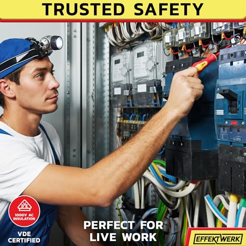 Effektwerk 7-pc Electricians Screwdriver Set, 4 Slotted & 2 Phillips Screwdrivers w/Voltage Tester, 1000V Insulated & VDE Tested Professional Tool Kit w/Magnetic Tips & Ergonomic Handles 5 Effektwerk 7-pc Electricians Screwdriver Set, 4 Slotted & 2 Phillips Screwdrivers w/Voltage Tester, 1000V Insulated & VDE Tested Professional Tool Kit w/Magnetic Tips & Ergonomic Handles - Image 5