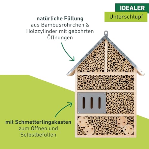 Windhager Insektenhotel Colony - Nistkasten, Bienenhotel, Bienenhaus - Insektenhaus aus Holz für Bienen, Marienkäfer & Schmetterlinge - Bienenhotel und Nisthilfe zum Aufhängen