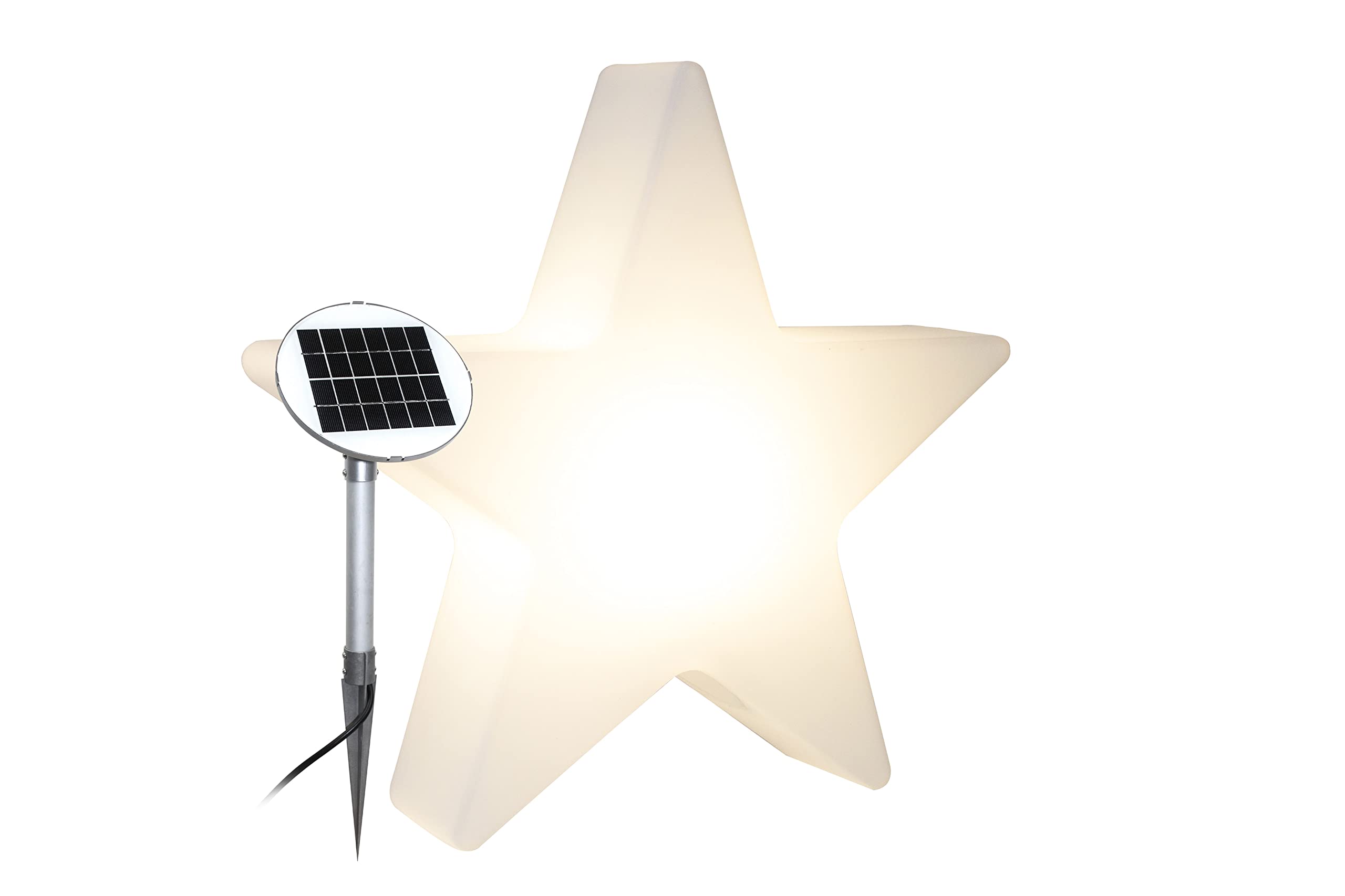 8 seasons design Shining Star Merry Christmas Solar LED Weihnachtsstern Ø 60 cm (Weiß), inkl. Solarmodul und LED-Leuchtmittel, beleuchteter Stern mit geprägtem Weihnachtsmotiv, Solarleuchte