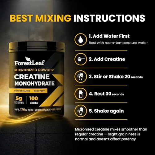 ForestLeaf Micronized Creatine Monohydrate Powder — 100 Servings, Unflavored — view 5