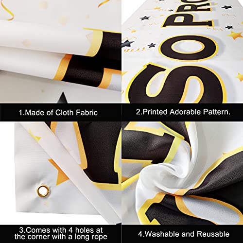 Image of Graduation Decorations 2026 | XtraLarge We Are So Proud of You Banner - 120x20 Inch | White and Gold Graduation Yard Banner for Outdoor Decorations 2026 | Class of 2026 Decor | KatchOn