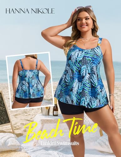 Hanna Nikole Womens Tankini Swimsuits 2 Piece Bathing Suit Flowy Ruffle Tankini Tops with Swim Shorts4