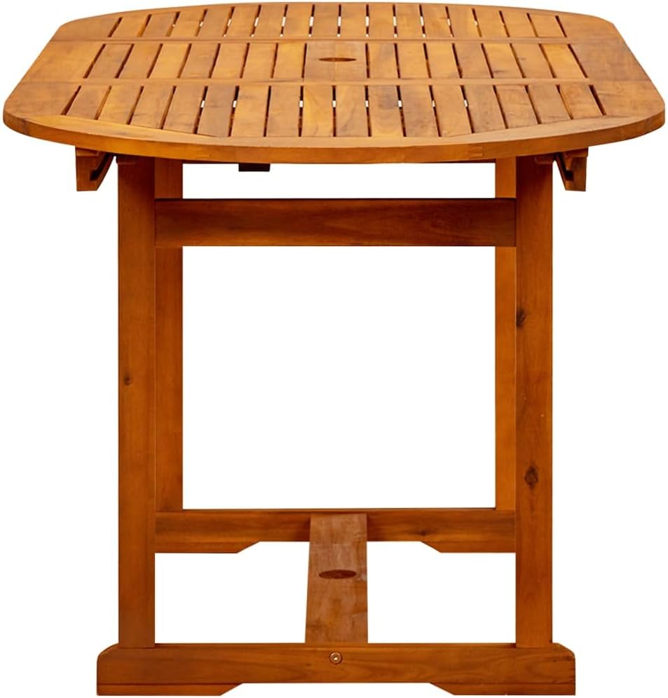 Outdoor Coffee Table with Wooden Frame, Patio Coffee Table, Wooden Furniture for Patio, Deck, Porch, Balcony, Garden and Backyard, Garden Dining Table (47.2"-66.9")x31.5"x29.5" Solid Acacia Wood