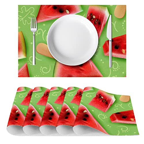 Set de table lavable lot de 6 pastèque pour protéger des taches
