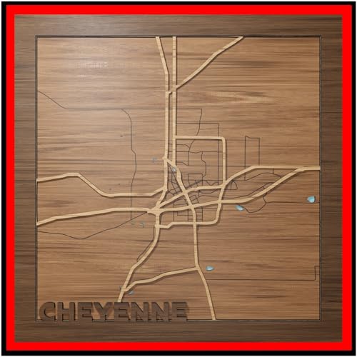 MarqArt Cheyenne, WY, Bathroom Decor, 3d Wood Map - 100%