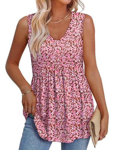 Image of OFEEFAN Womens Tank Tops 2025 Flowy Peplum Tops for Women Dressy Sleeveless V Neck Babydoll Tank Tops