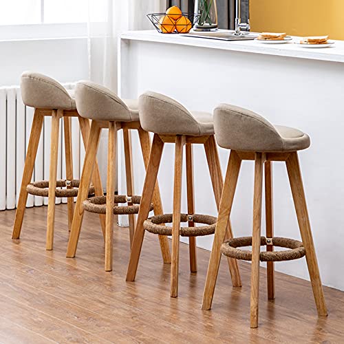 Tabourets de bar en bois confortables à dossier bas pour îlot et repas de cuisine