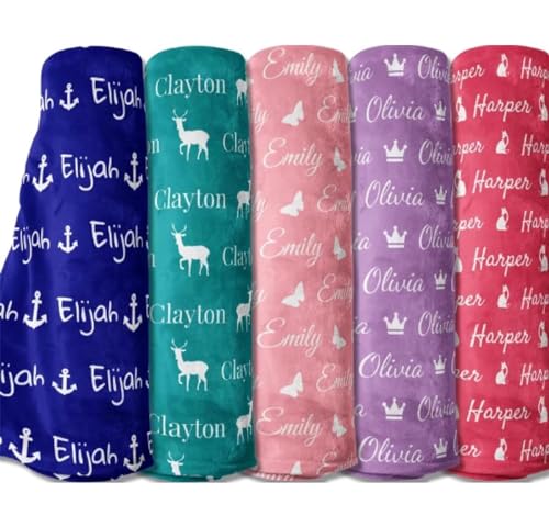 JINMA Personalized Blankets and Throws, Custom Name Flannel Blanket for Girls Boys Baby-Couvertures personnalisées Gifts for Women Men — view 6