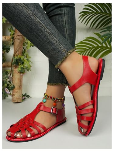 GORGLITTER Women's Mexicanos Huaraches Sandals Closed Toe Ankle Strap Vacation Flat Walking Shoes4