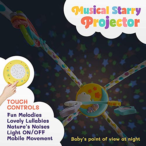 Image of Lucario Massage Baby Gym Kick and Play Activity Piano Mat with Rotating Star Mobile and Projector Child Puzzle Music Toy (Multicolour)