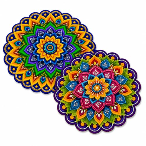 Image of 3D Floral Door Mat | Water Absorbent, Anti-Skid, Machine Washable Floor Mat | Soft Microfiber Carpet for Home, Living Room & Bedroom | Premium Decorative Mat (Multy, Round)