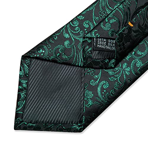 Image of DiBanGu Extra Long Tie for Men 63 inch XL Silk Necktie Set | Pocket Square and Cufflinks, Big and Tall, Jacquard Woven, Gift Box, Paisley /Plaid /Solid /Striped, for Weddinng Party Business