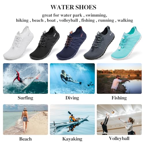 Racqua Men&Women Water Shoes Breathable Barefoot Pool Shoes Outdoor Windsurfing Beach Volleyball Sailing Beach Swim Shoes White 9.5 Women/8.5 Men - Image 6