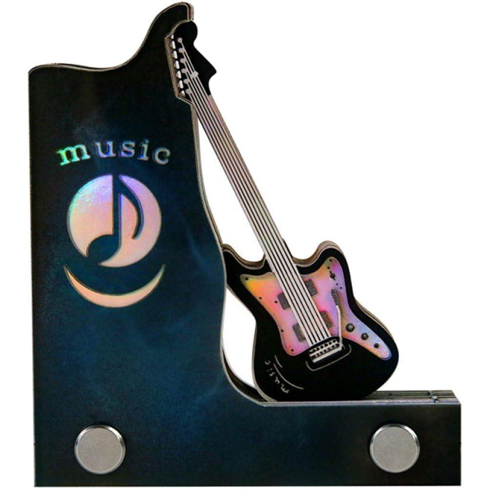 Porte-stylo punk guitare 3D et bloc mémo original pour cadeau d'anniversaire rock