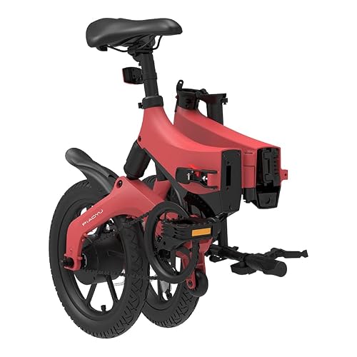 Onebot Electric Bicycle Gns6L Folding Bike With Pedals 16" Wheels 7.8Ah Removable Lithium Battery Magnesium Alloy Frame With Design Patent (Red) #TOP2