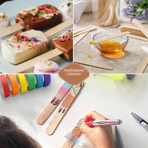 Miniatura 6 de Antetok 100 Palitos De Madera Para Lollipops, 114mm Palitos Helado Para Manualidades, Premium Popsicle Sticks Para Proyectos Diy, Creaciones Caseras Y Etiquetas Para Plantas