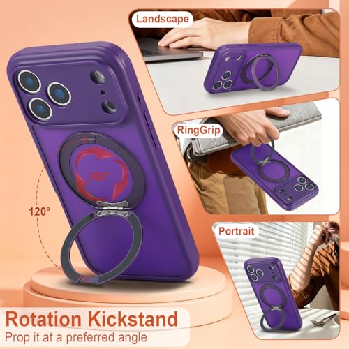 Image of for iPhone 17 Pro Max Case Compatible with MagSafe Full-Body Magnetic Phone Case with Built-in Tempered Glass Screen Protector& Stand for iPhone17 Pro Max Cover, Purple