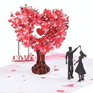 Pop Up Anniversary Card 3D Love Tree Hearts Couple Wedding Card for Her Wife Husband Him Couple Ideal Gift for Wedding Romantic Birthday Anniversary Valentines Mothers Day 6×8 inch