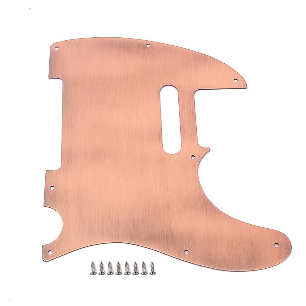 Alnicov Pickguard gitarowy, 8-otworowy tele metalowy pickguard gitarowy aluminiowa płyta do skrobania do USA/meksykańskiego Fender Telecaster Tele TL styl gitara brąz