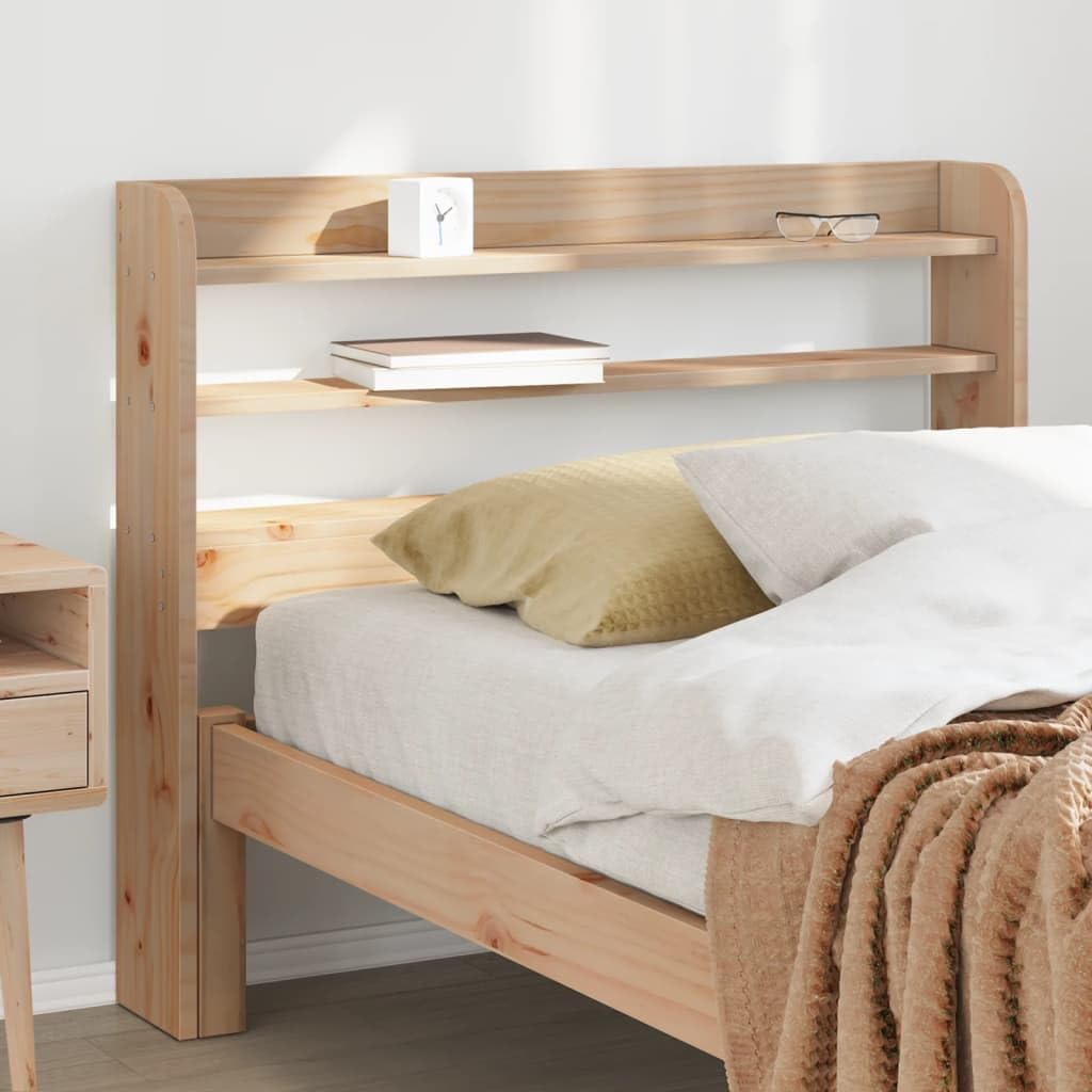 Cabecero de Cama con estantes Madera Maciza de Pino 90 cm Mobiliario,Camas y Accesorios,Cabeceros y pies de Cama Marrón 8,6kg