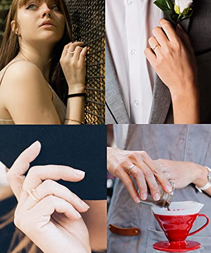 Tornito 9Pcs Stackable Eternity Ring Stainless Steel Band Knuckle Engagement Wedding Ring Size 4-10 for Women Silver Rose gold Tone3