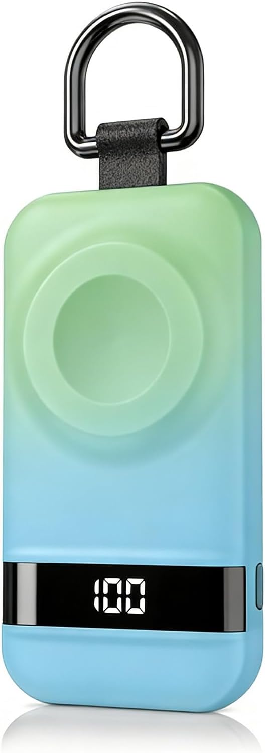 2.5W Portable Charger for Apple Watch, 2500mAh & Digital Display – Ultra-Thin Magnetic Fast Charging iWatch Charger (Blue+Green)