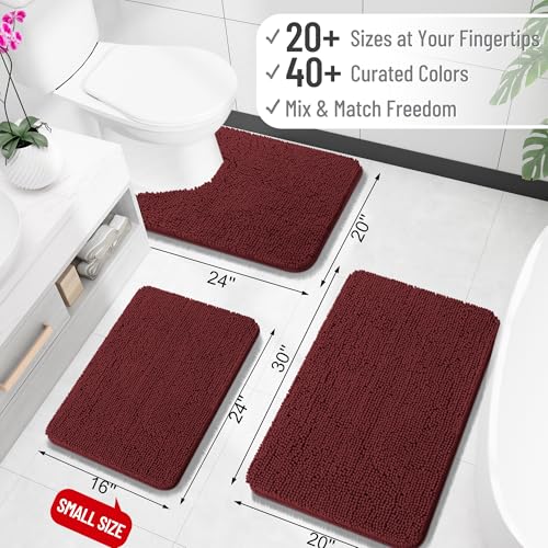 Image of OLANLY Bathroom Rugs 34x21, Extra Soft Absorbent Chenille Bath Rugs, Rubber Backing Quick Dry, Machine Washable Bath Mats for Bathroom Floor, Tub and Shower, Home Decor Accessories, Andorra Red-Brown