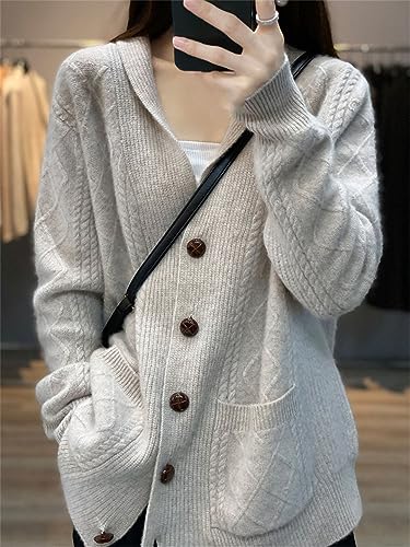 Autumn Winter Knitted Cardigan Women's Wool Cashmere Sweater V-Neck Loose Large Size Coat Jacket Female4