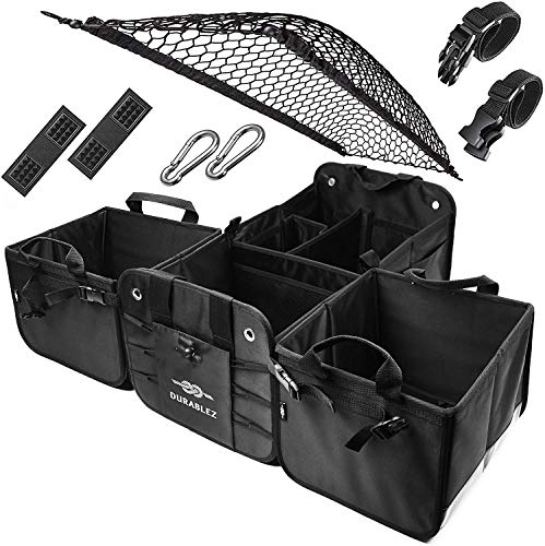 4 Compartment Separable Collapsible Car Trunk Storage Organizer for SUV Minivan Truck Sedan - XXL, Black