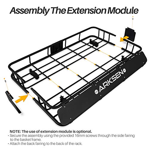 Arksen 30 X 50 Inch Universal Extra Wide 150Lb Heavy Duty Roof Rack Cargo With Extension Car Top Luggage Holder Carrier Basket For Suv, Truck, & Car Steel Construction #TOP3