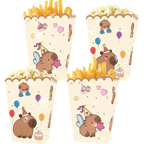 BACH AND BOUJEE boîtes cadeaux fête capybara 12 pièces goodies mignons sachets bonbons barquettes popcorn bonbonnières animaux pour mariages anniversaires...