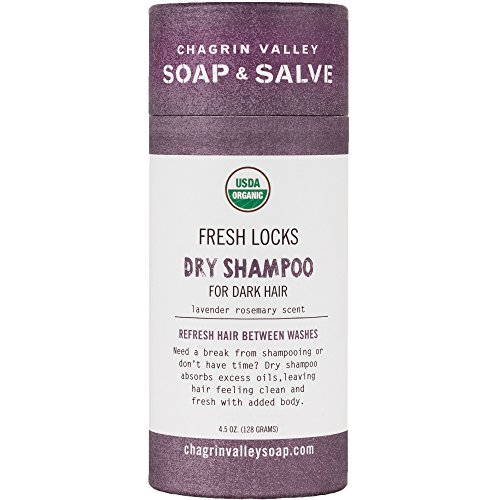 Organic Natural Dry Shampoo, For Dark Hair, Lavender Rosemary Scent, Chagrin Valley Soap & Salve