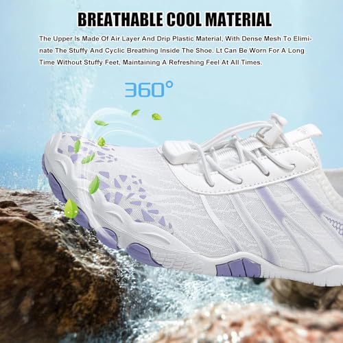 Image of Beach Water Shoes for Women Men Quick Dry Non-Slip Wide Toe Hike Barefoot Footwear for Beach Pool Aqua Swim Surf Walk