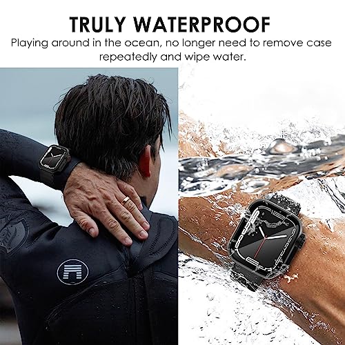 Ultra Look - Fullife 2 in 1 Compatible with Apple Watch Case Series 9 45mm Waterproof Screen Protector, Front & Back Full Protective Bumper Face Cover iWatch Series 9 8 7 for Men Women, (45mm Black) by FULLIFE - Image 7
