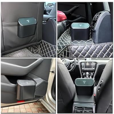 Kitbest (2 Pack Car Trash Can Bin with Lid, 120 pcs Trash Bags and 4 pcs Car Hooks. Mini Car Garbage Can, Dustbin Can Organizer Storage for Front Back Seat Accessories for Car Office Home