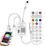 【Compatible con Voice Alexa (Echo)】: Controla tus tiras LED por voz con Alexa, Google Home y Siri (en modo Wifi). Acepta controles como "encendido/apagar, cambiar de color, atenuar/aclarar la luz, adecuado para tiras LED RGB 3528 y 5050.
