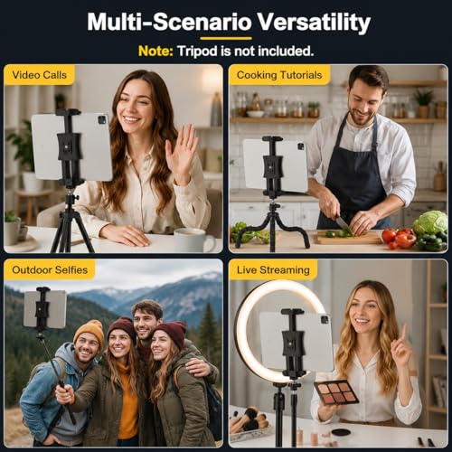 Image of ZORBES for iPad and Phone Tripod Mount Holder with Ball Head for Selfie Stick Rod Camera Monopod, Tablet Holder for 4.7-12.9 inch Tablets & Phones