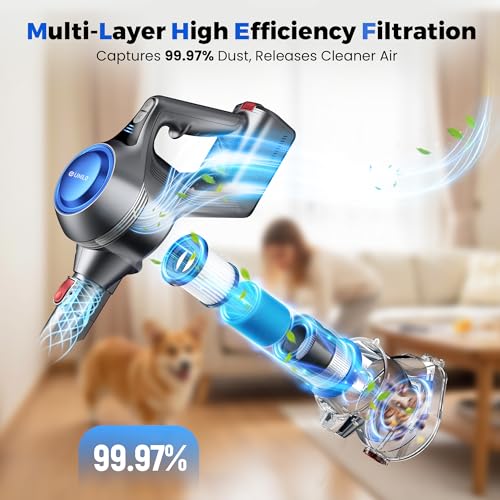 Image of UML0 Cordless Vacuum Cleaner, Powerful Suction Stick Vacuum Cleaners for Home, 45 Mins Runtime, 1.6L Dust Box, Anti-Tangle, 8-in-1 Rechargeable Vacuum for Hardwood Floor,Carpet,Pet Hair