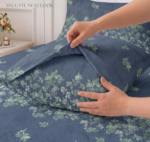 Image of IVAZA Turkish Cotton 280 TC Super Soft Warm Bedsheet Set for Double Size Bed, Durable Double bedsheet with 2 Pillow Cover Mid Night Blue