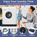 Grand lave-linge avec pieds anti-vibrations 31.5" x 31.5" Imperméable sous laveuse et sécheuse 4.7" Tapis surélevé pour fuite d'eau noire