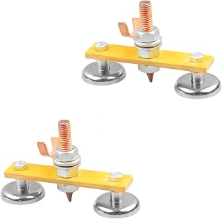 2 Pack Upgraded Version Magnetic Welding Support Ground Clamp Tools with Welding Magnet Head Strong Magnetism Large Suction, Copper Tail Welding Clamps (Twin Magnet Head)