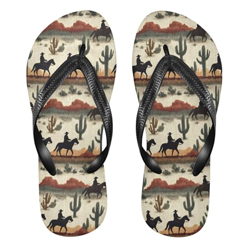 Flip Flop Sandals West Cowboy Print for Women Men Beach Outdoor XS
