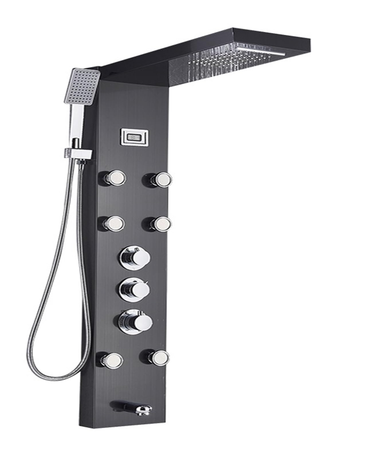 Soywim Black 1258 Shower System, Led Light Shower Panel,Waterfall Rain Digital Display Faucet Set,Spa Massage Jet Bathroom Column Mixer Tap System(Black 1258)